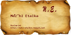 Mühl Etelka névjegykártya